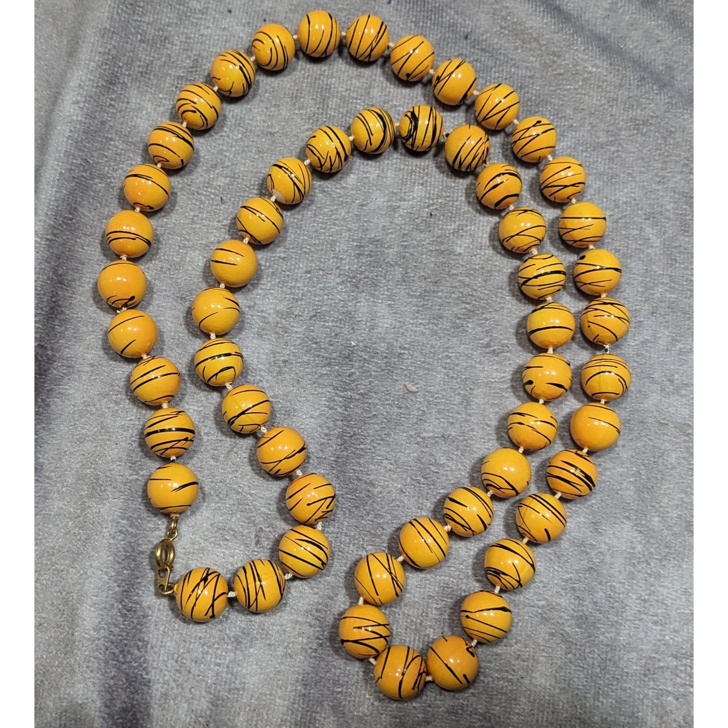 Vintage 80s Yellow And Black Paint Splatter Necklace