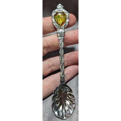 Vintage Retro Florida Pewter Souvenir Spoon USA Scalloped Bowl