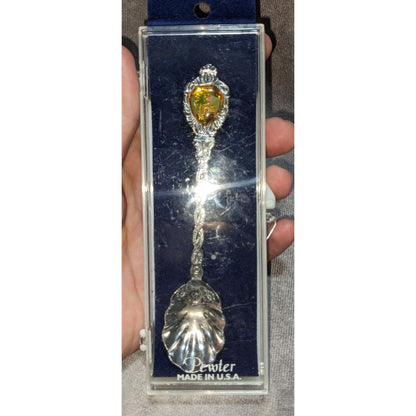 Vintage Retro Florida Pewter Souvenir Spoon USA Scalloped Bowl
