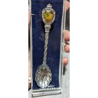 Vintage Retro Florida Pewter Souvenir Spoon USA Scalloped Bowl