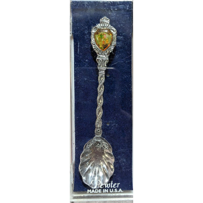Vintage Retro Florida Pewter Souvenir Spoon USA Scalloped Bowl