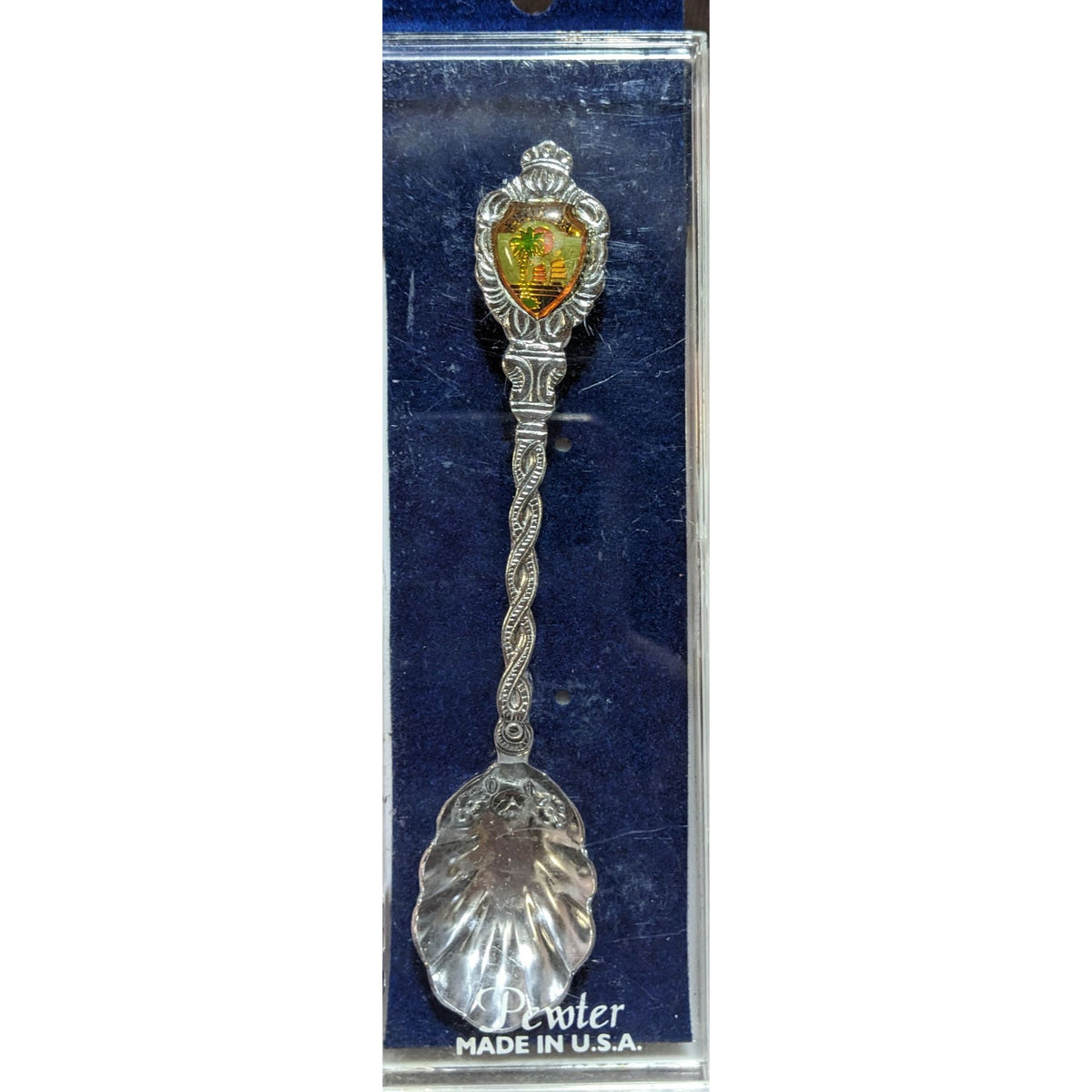 Vintage Retro Florida Pewter Souvenir Spoon USA Scalloped Bowl