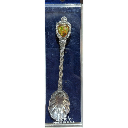 Vintage Retro Florida Pewter Souvenir Spoon USA Scalloped Bowl