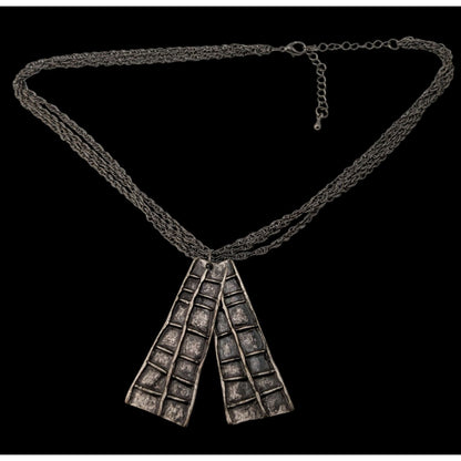 Brutalist Abstract Silver-Tone Pendant Necklace