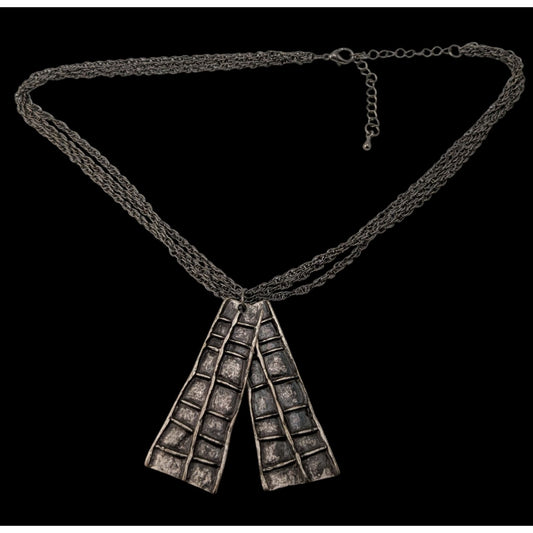 Brutalist Abstract Silver-Tone Pendant Necklace