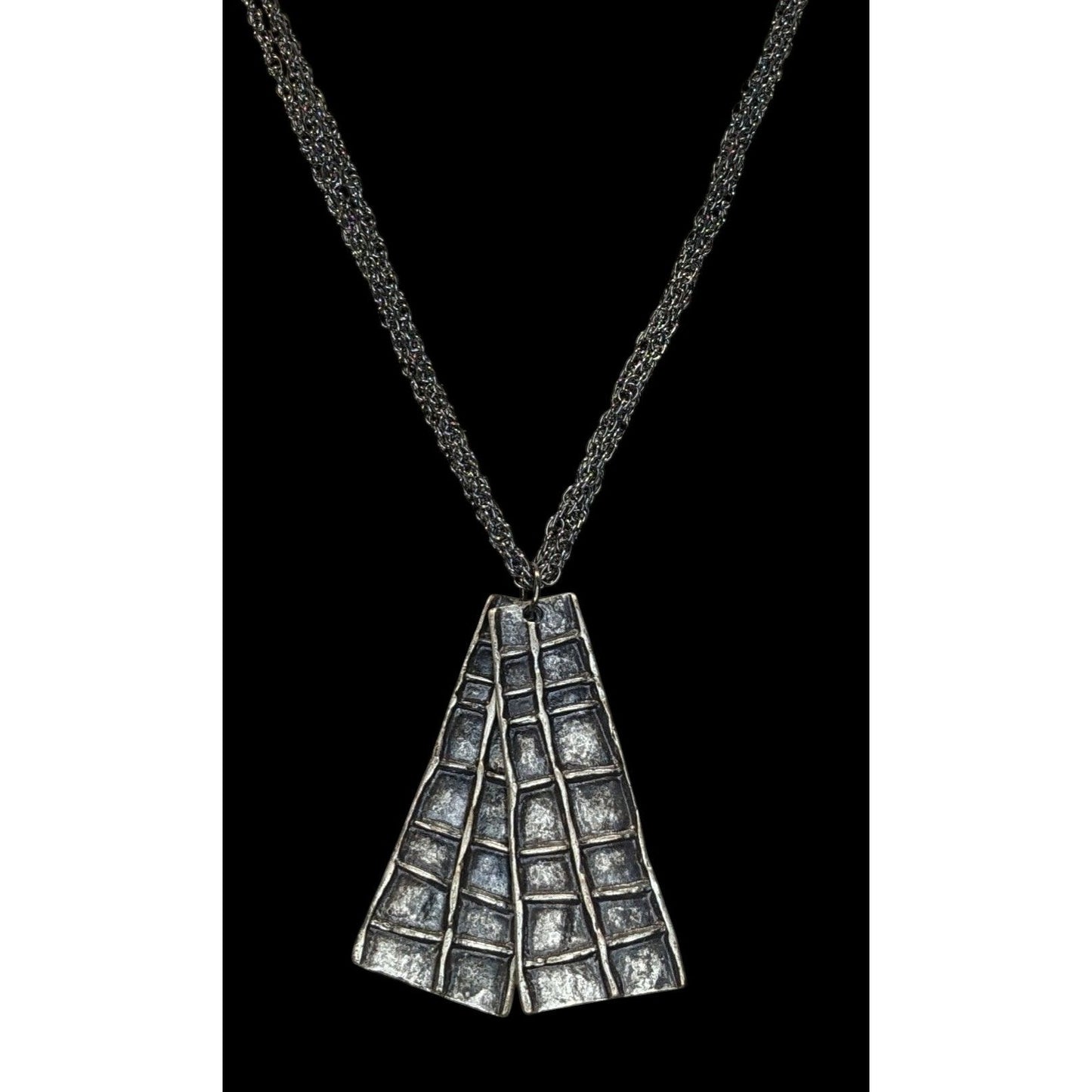 Brutalist Abstract Silver-Tone Pendant Necklace