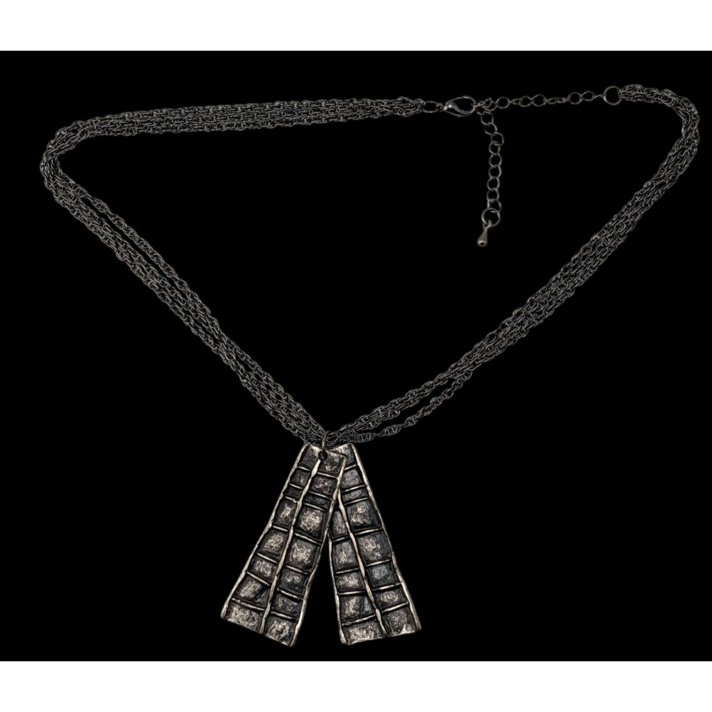 Brutalist Abstract Silver-Tone Pendant Necklace