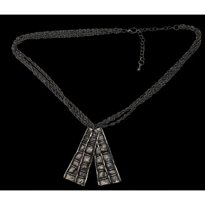 Brutalist Abstract Silver-Tone Pendant Necklace