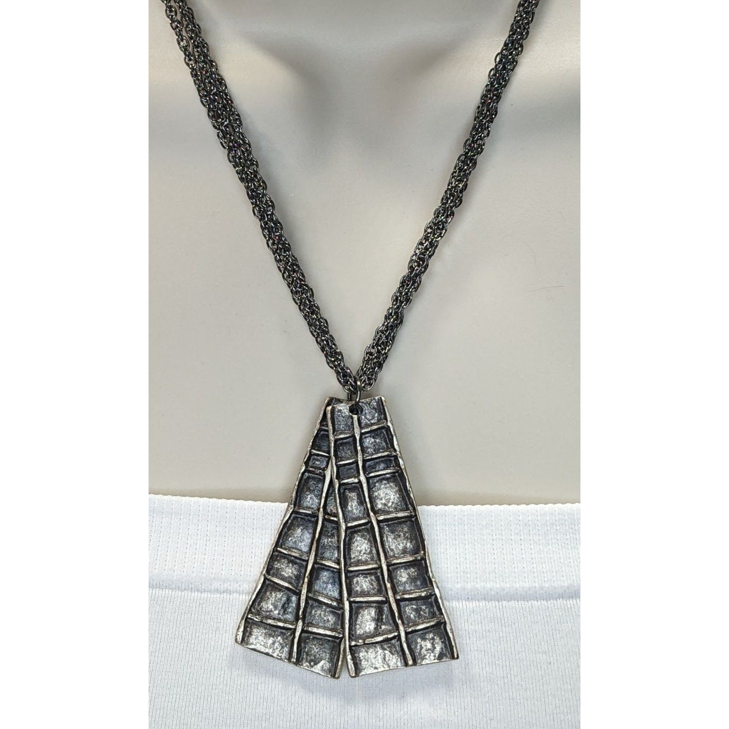 Brutalist Abstract Silver-Tone Pendant Necklace