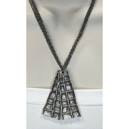 Brutalist Abstract Silver-Tone Pendant Necklace