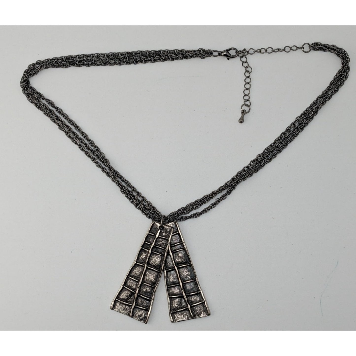 Brutalist Abstract Silver-Tone Pendant Necklace