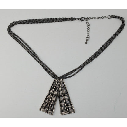 Brutalist Abstract Silver-Tone Pendant Necklace