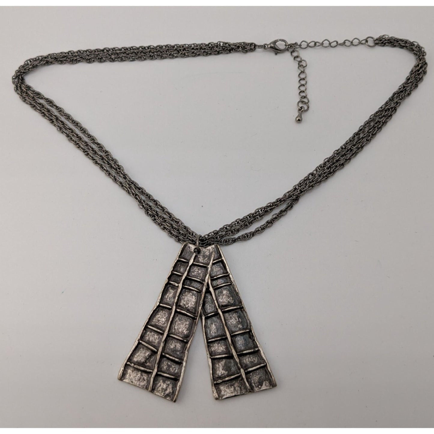 Brutalist Abstract Silver-Tone Pendant Necklace