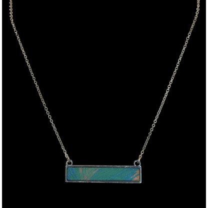 Lilly Dilly Reversible Pendant Necklace Blue Silver Tropical Art