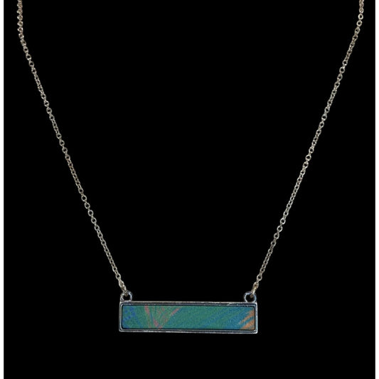 Lilly Dilly Reversible Pendant Necklace Blue Silver Tropical Art