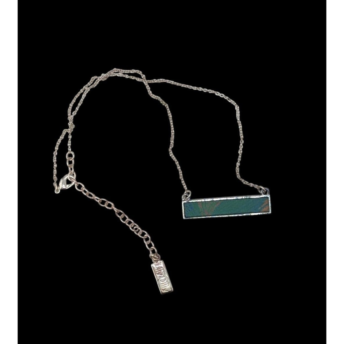 Lilly Dilly Reversible Pendant Necklace Blue Silver Tropical Art