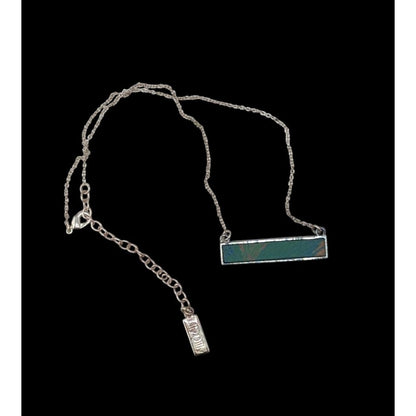 Lilly Dilly Reversible Pendant Necklace Blue Silver Tropical Art
