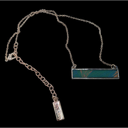 Lilly Dilly Reversible Pendant Necklace Blue Silver Tropical Art