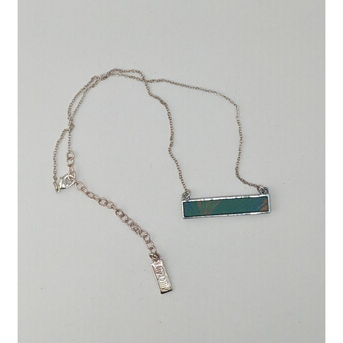 Lilly Dilly Reversible Pendant Necklace Blue Silver Tropical Art