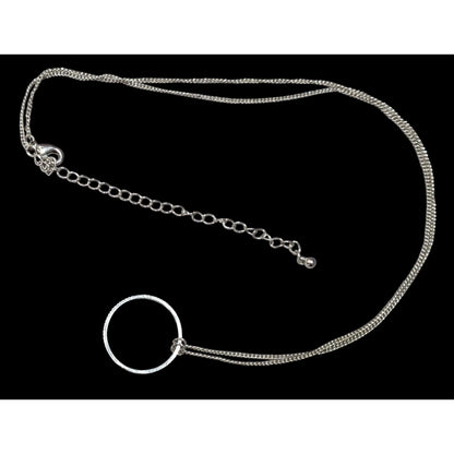 Minimalist Open Circle Silver Tone Pendant Necklace