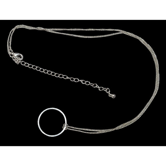 Minimalist Open Circle Silver Tone Pendant Necklace