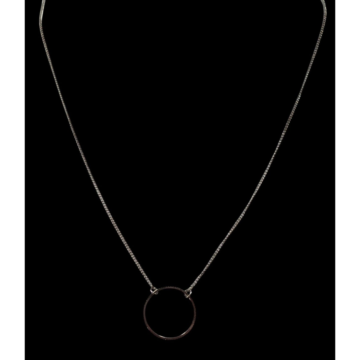 Minimalist Open Circle Silver Tone Pendant Necklace