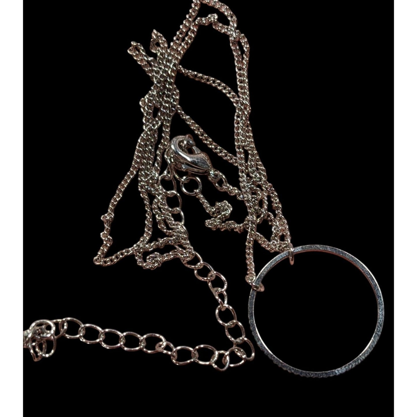 Minimalist Open Circle Silver Tone Pendant Necklace