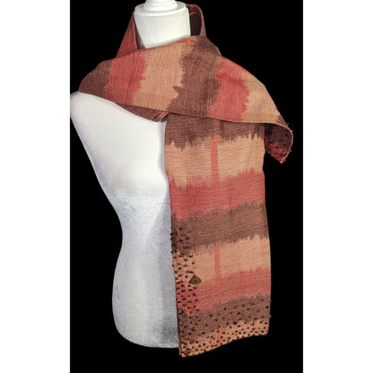 Nardas Handmade Ikat Scarf With Glass & Coconut Accents 100% Cotton 59"x8" Golden Shell Awardee Philippines