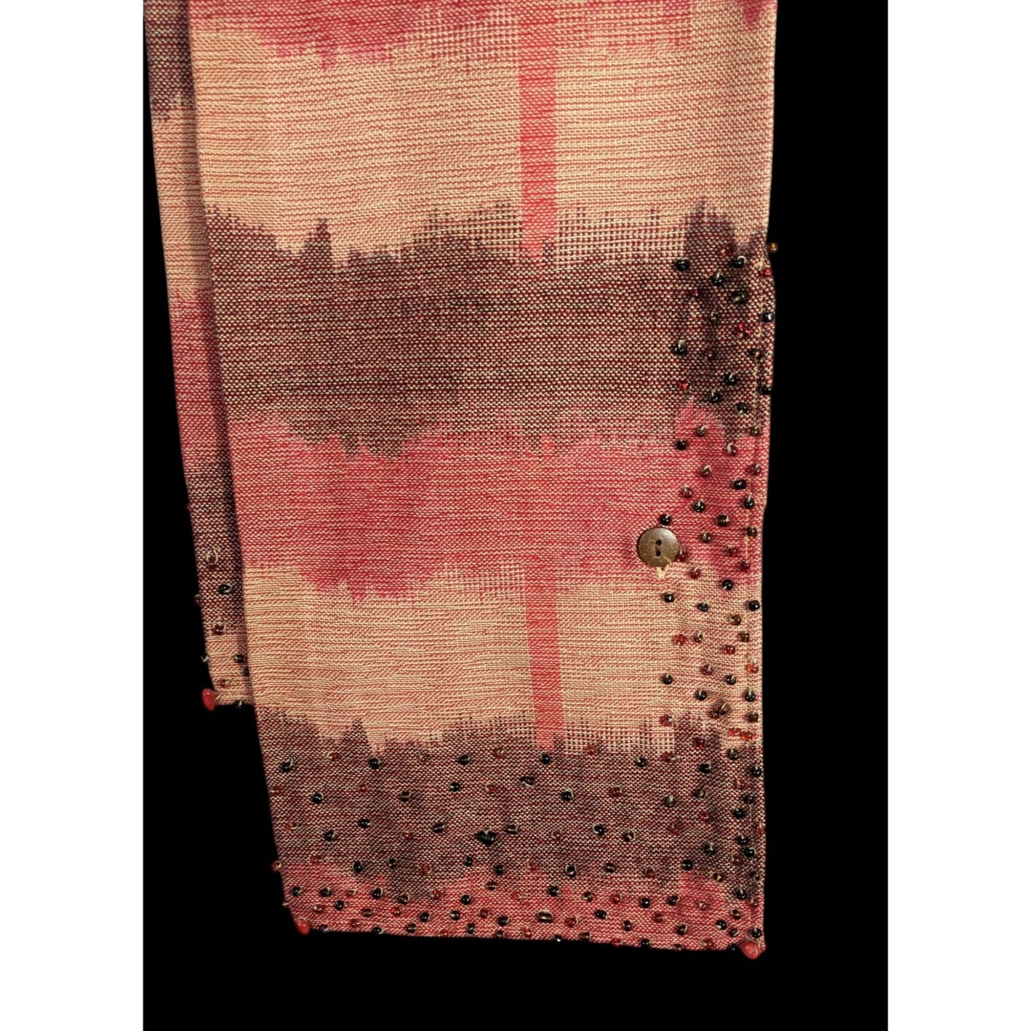 Nardas Handmade Ikat Scarf With Glass & Coconut Accents 100% Cotton 59"x8" Golden Shell Awardee Philippines