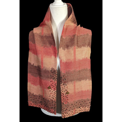 Nardas Handmade Ikat Scarf With Glass & Coconut Accents 100% Cotton 59"x8" Golden Shell Awardee Philippines