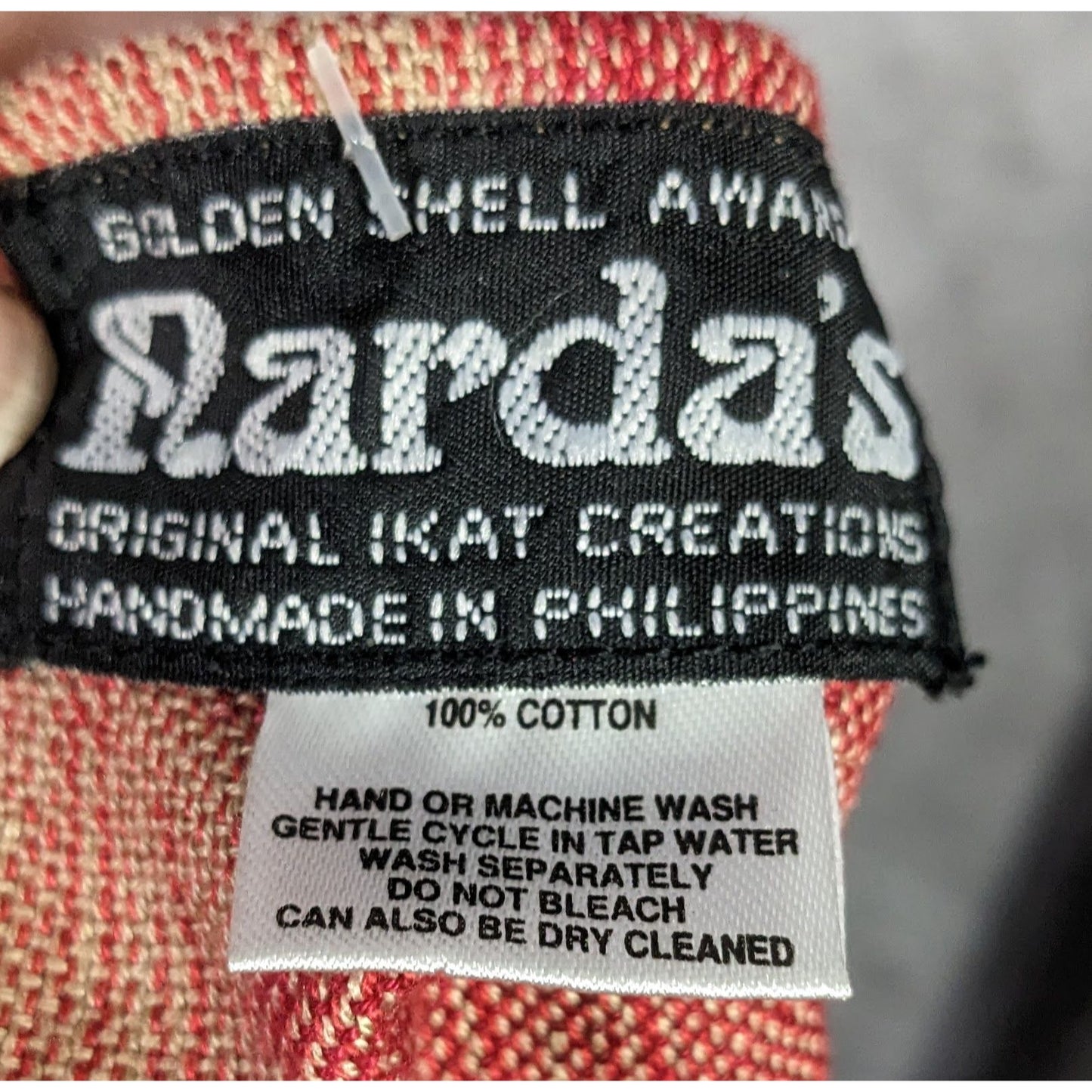 Nardas Handmade Ikat Scarf With Glass & Coconut Accents 100% Cotton 59"x8" Golden Shell Awardee Philippines