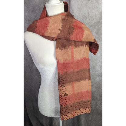 Nardas Handmade Ikat Scarf With Glass & Coconut Accents 100% Cotton 59"x8" Golden Shell Awardee Philippines