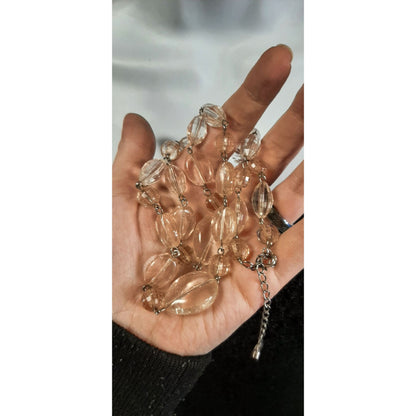 Clear And Light Pink Crackle Acrylic Beaded Necklace