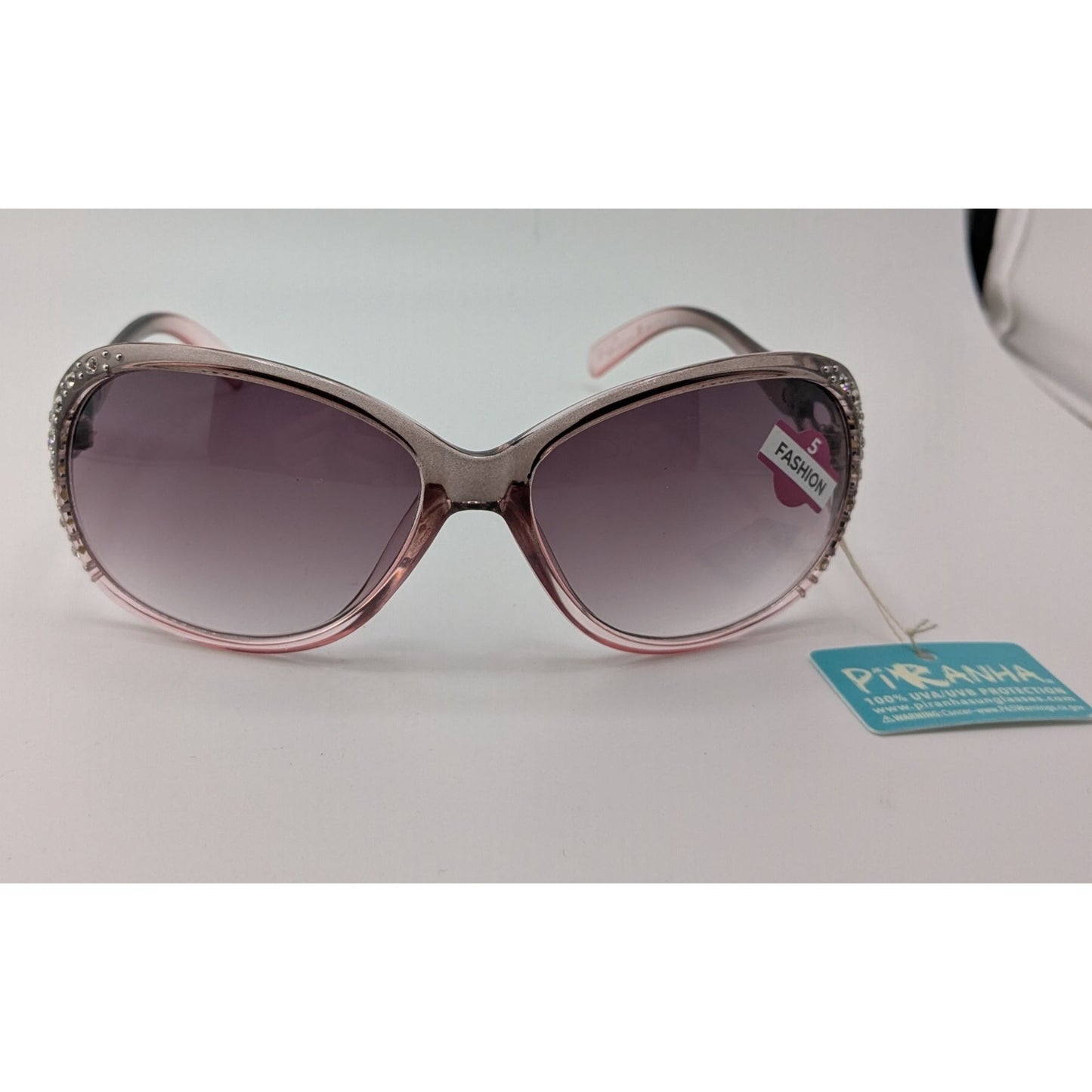 Piranha Womens Rhinestone Embellished Art Nouveau Pink Gradient Sunglasses