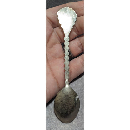 Vintage Travel Metal Silver Tone Holy Land Cross Souvenir Spoon 4 1/2 Inch
