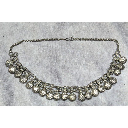 Bohemian Festival Silver Tone Puffed Charm Necklace