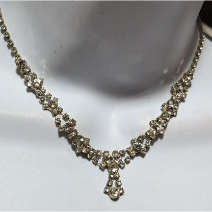 Vintage Silver Rhinestone Bridal Necklace