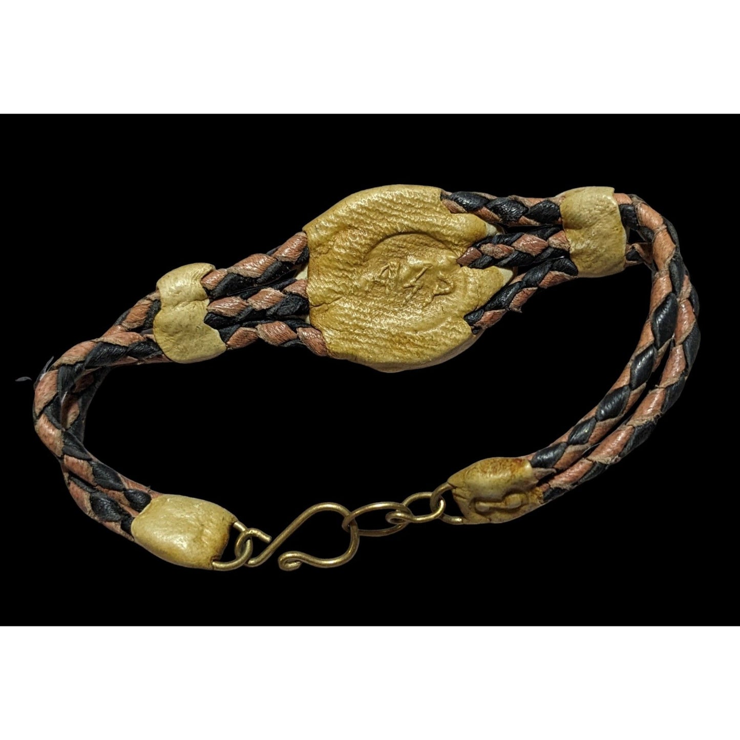 Steampunk Braided Leather Glass Bracelet