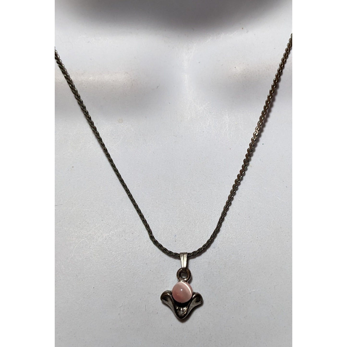 Minimalist Pink Cateye Abstract Pendant Necklace