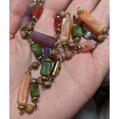 Vintage Rainbow Faux Agate Beaded Necklace