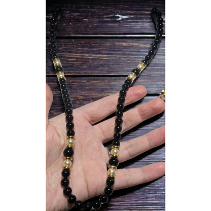 Napier Black Beaded Pearl Necklace