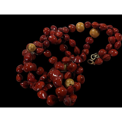 Handmade Fairycore Red Sandalwood Seed Beaded Necklace