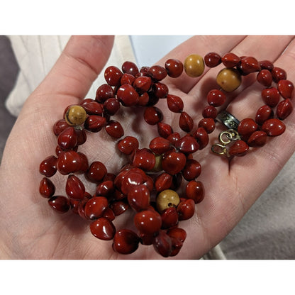 Handmade Fairycore Red Sandalwood Seed Beaded Necklace