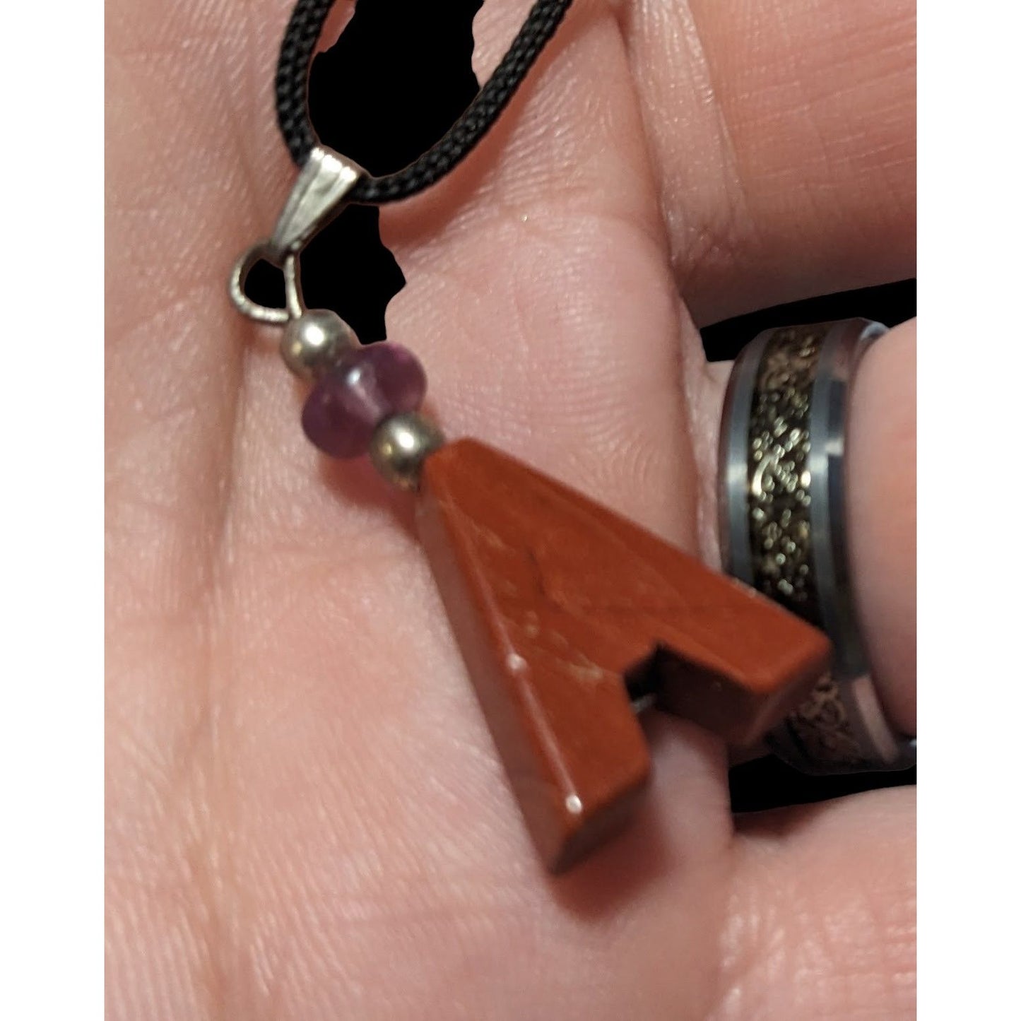 Red Jasper Minimalist Letter A Initial Necklace