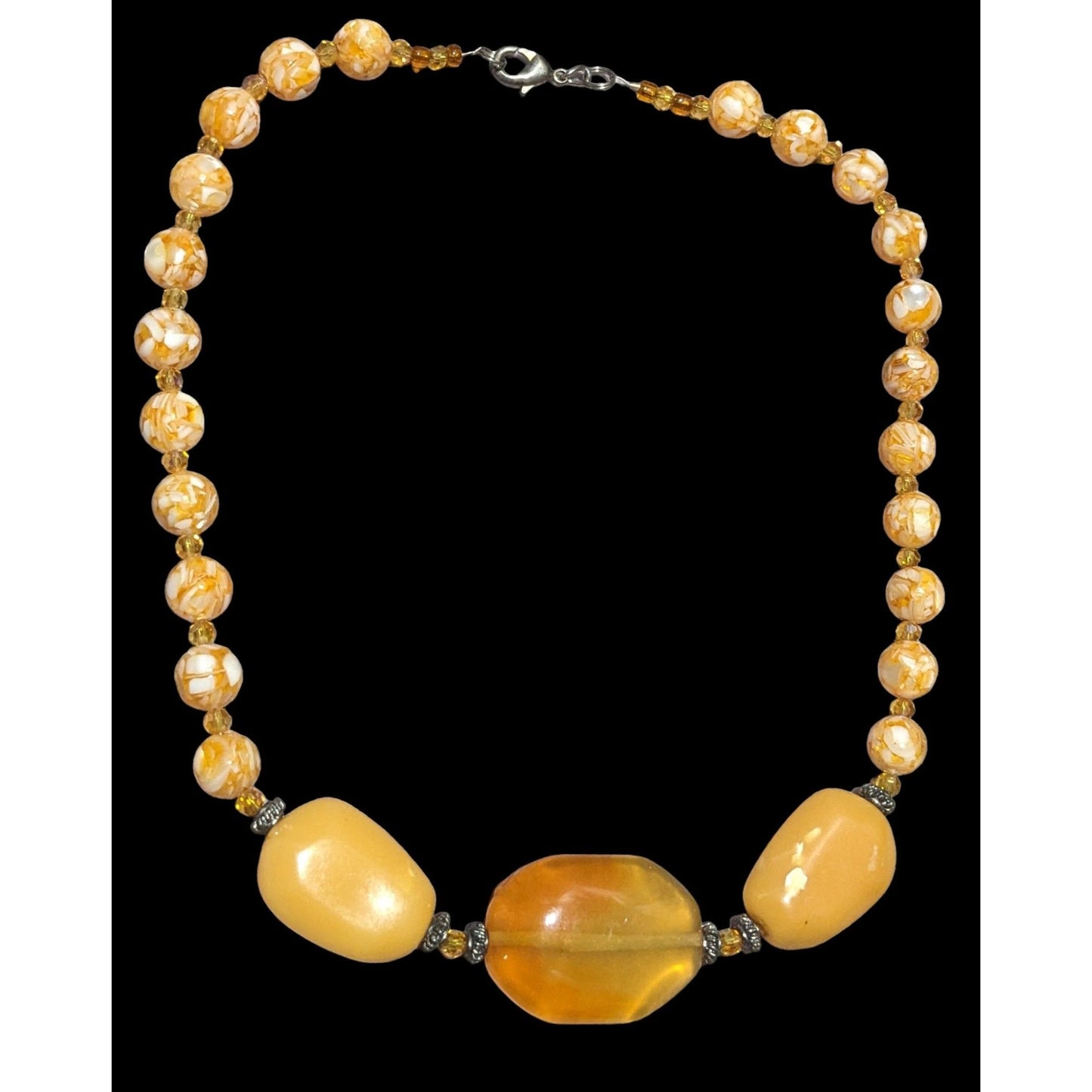 Retro Orange Cream Chunky Beaded Necklace