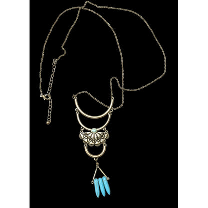 Southwestern Turquoise And Gold Pendant Necklace