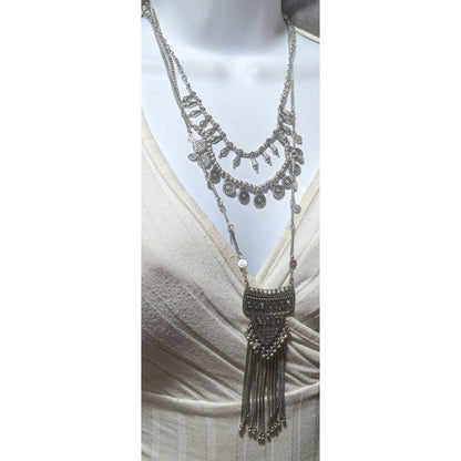 Bohemian Multilayer Charm Fringe Necklace