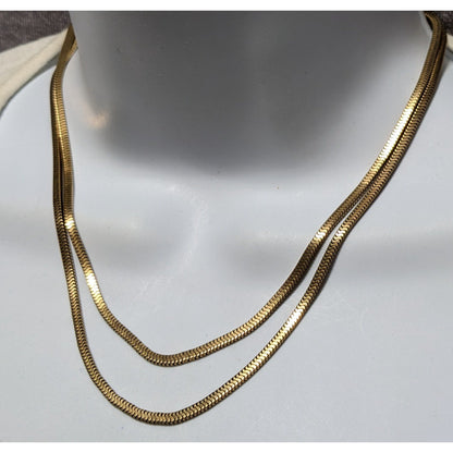 Vintage Forstner Gold Filled Double Snake Chain Necklace