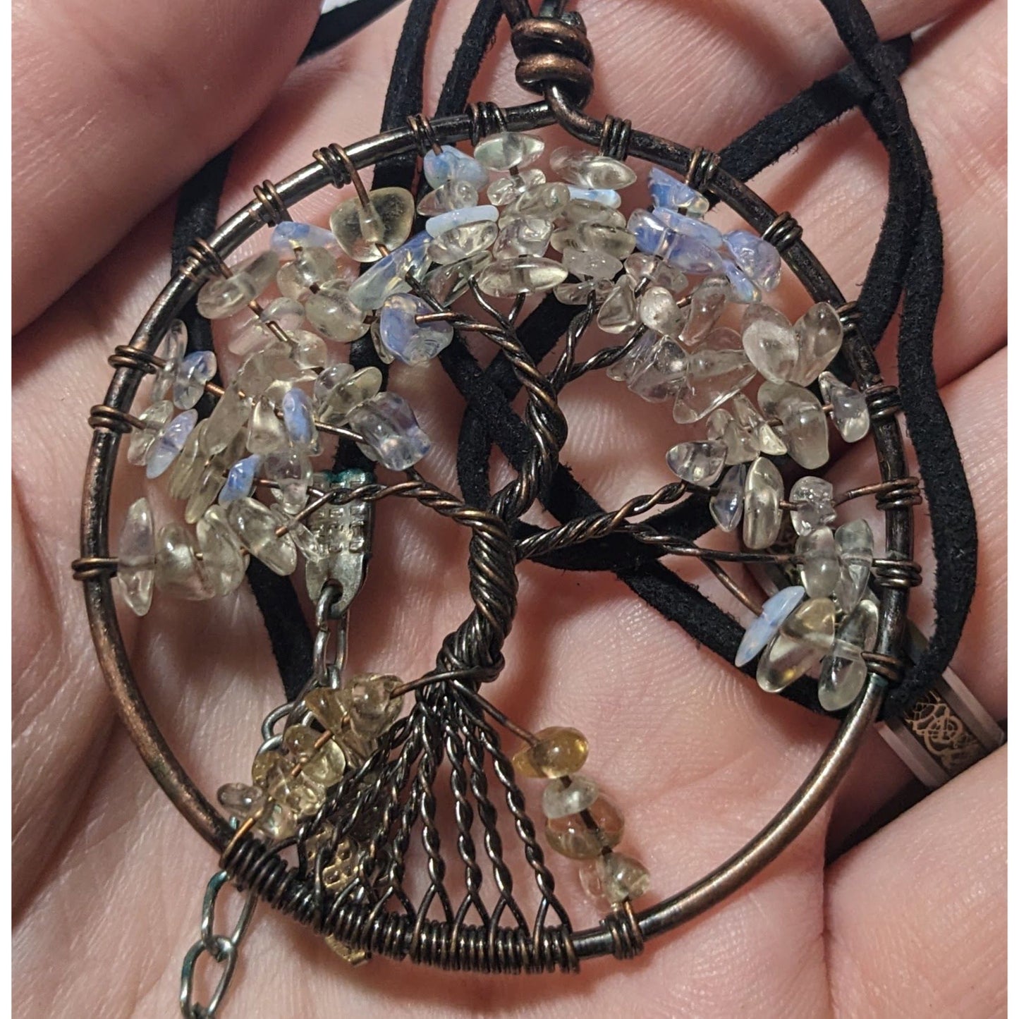 Moonstone Chip Tree Of Life Pendant Necklace