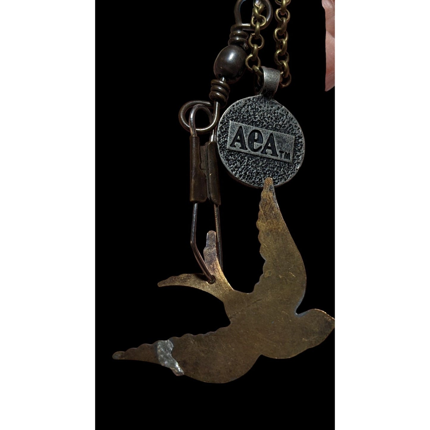 AEA Retro Flying Bird Initial Charm Necklace